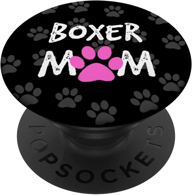 Boxer Mom phone accessory womens cute dog gift PopSockets PopGrip: Swappable Grip for Phones & Tablets PopSockets PopWallet for MagSafe