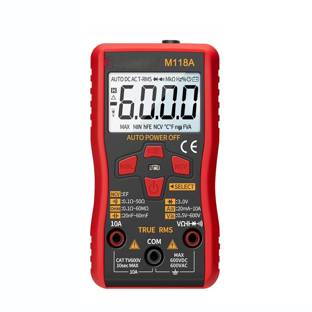 Digital Multimeter Tester True Rms Auto Mmultimetro Tranistor Meter with NCV Data Hold 6000 Counts Flashlight