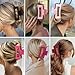 Sisiaipu 4 Inch Big Hair Claw Clips 6 Pcs Large Claw for Thick Hair Square Hair Clips for Women Rectangle Hair Clips Nonslip Acrylic Banana Jaw Clips Hair Accessories for Girls (Pink)