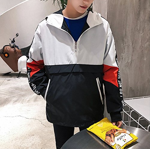 Hzcx Fashion Mens Pullover Hooded Waterproof Lightweight Windbreaker Jackets(White,L) #TOP4