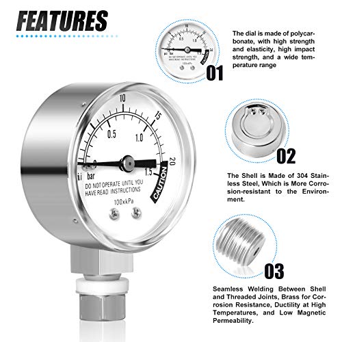 Medidor de presión para olla con dial de 2" MEANLIN miniatura 4