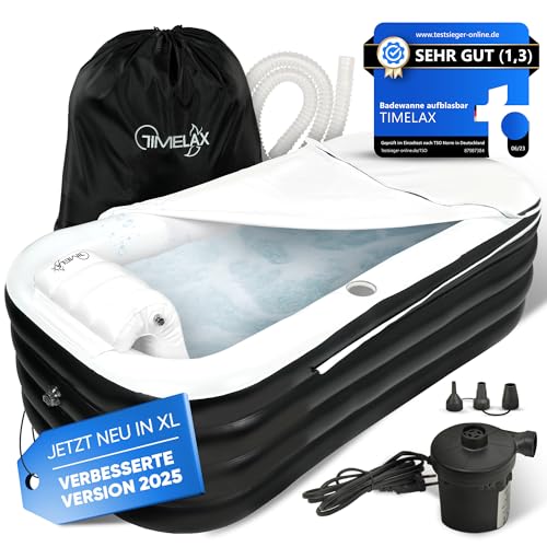 TIMELAX® Badewanne Aufblasbar XL [Ergonomische Rückenlehne] 0,5mm starkes...
