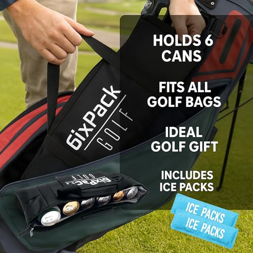 6ixPack Golf Golf Cooler Bag with 2 Ice Packs - Insulated Golf Bag Cooler Holds 6 Cans, Fits Most Golf Bags - Soft Portable Cooler for Hot Days on the Course, Golf Accessories for Men - Image 2