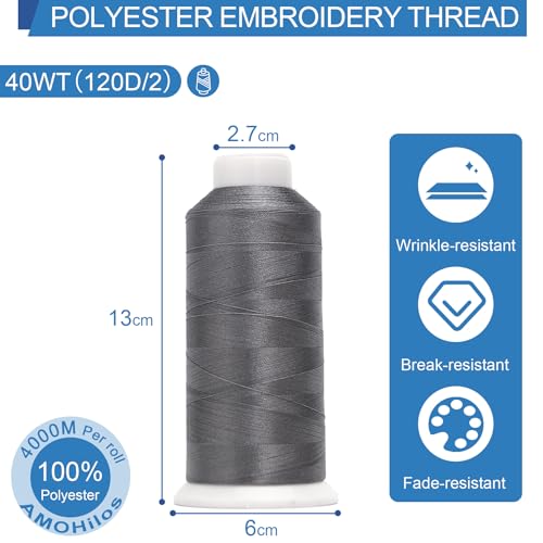 Image of High Tenacity Polyester Embroidery Machine Thread 40WT(120D /2) 4000M Per Spool for Commercial and Domestic Embroidery Machine (Lead-1640)