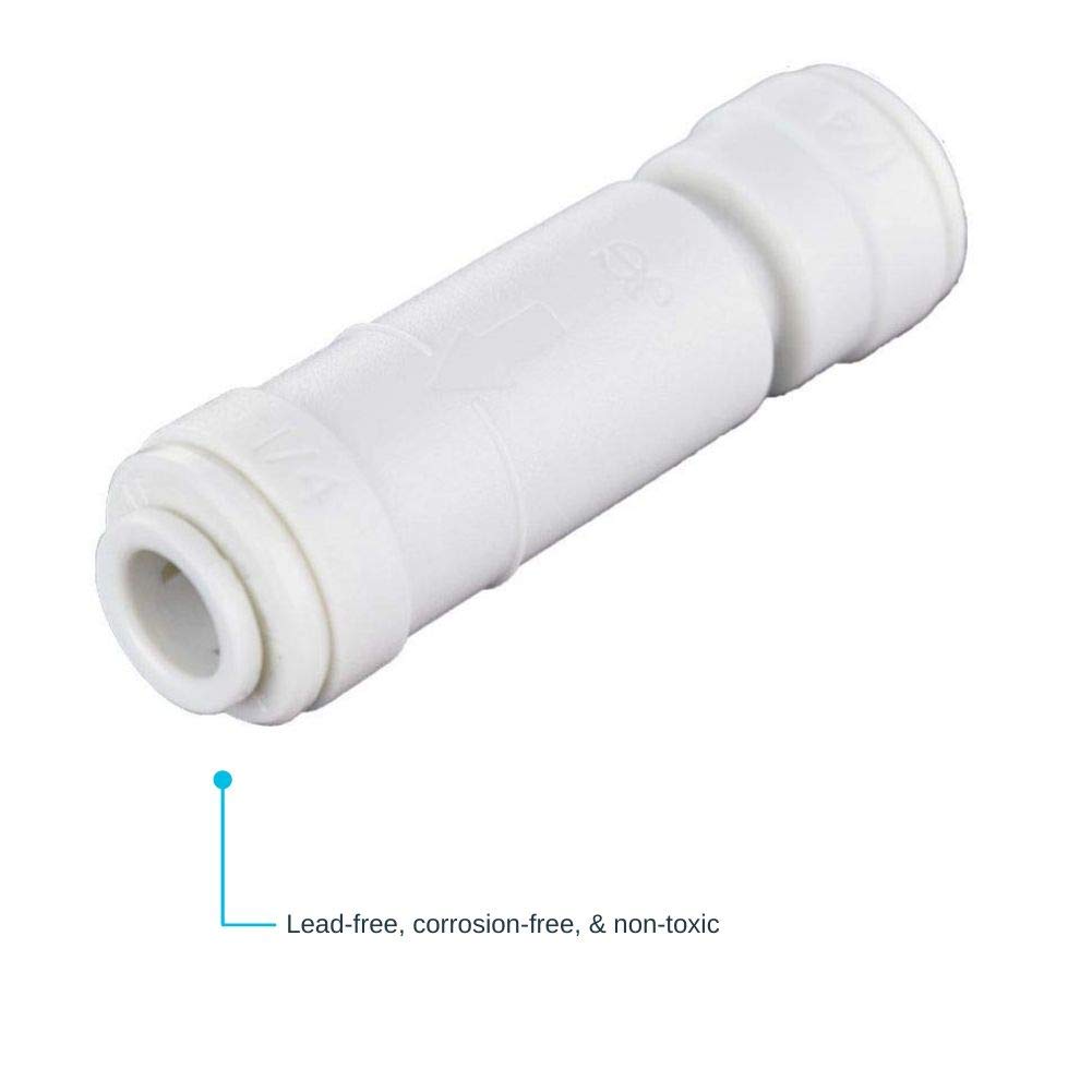 John Guest 1/4SCV Acetal Copolymer Tube Fitting, Imperial Single Check Valve, 1/4 Tube OD, 10-Pack