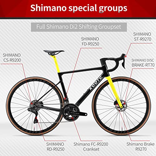 Kootu Carbon Road Bike Lightweight Electric Shifting Road Bicycle With Shimano Di2 9270 Groupset T1000 Full Carbon Frame & Fork & Wheelset With Disc Brake #TOP4