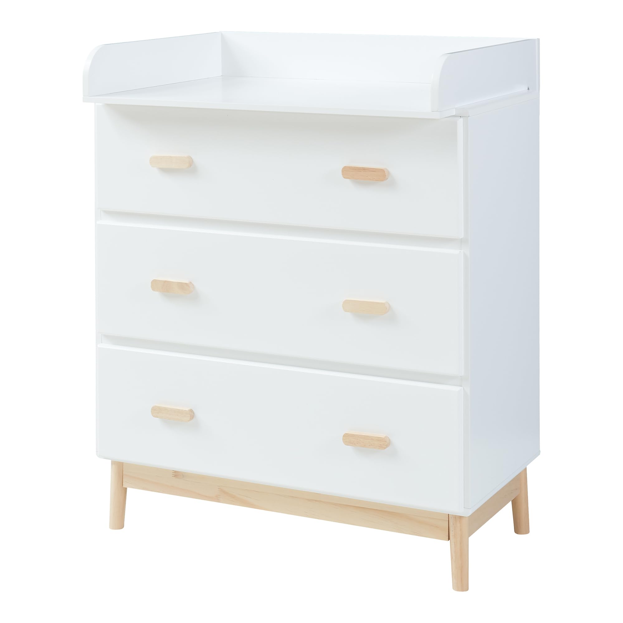 [en.casa] Cassettiera con Piano Fasciatoio Rimovibile Comò per la Cura del Bambino Neonato con 3 Cassetti Mobile Contenitore per Cameretta 100 x 80 x 53 cm - Bianco