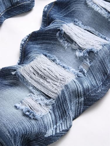 Men's Hole Breaking Street Slimming Straight Leg Denim Zipper Pants3