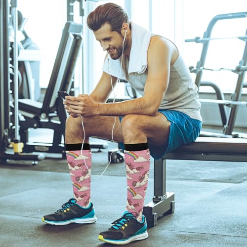 Image of Wusikd Blue Yellow Monster Trucks Compression Socks for Women and Men Circulation Long Socks for Athletic Running 1