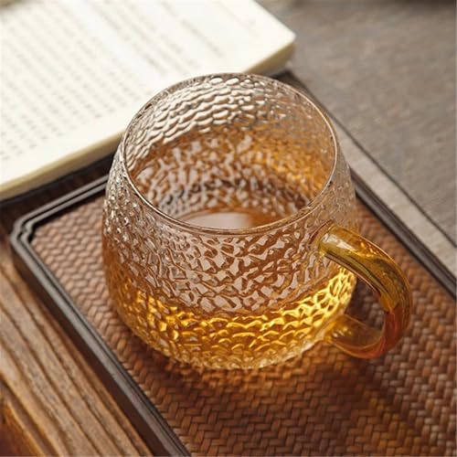 Vasos de vidrio texturizado transparente y resistente con asa elegante 4