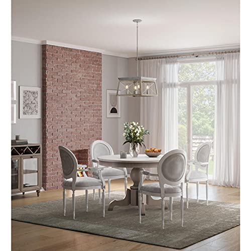 Image of Progress Lighting 4 Light Chandelier, Rustic Farmhouse Style Modern Hanging Light Fixture for Kitchen and Dining Room, Briarwood Collection, Galvanized