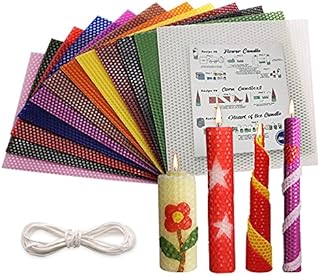 Zakouinn Beeswax Honeycomb Candle Sheet, 12pcs Beeswax Candle Making Kit Natural 20X20CM, Make Your Own Ideas Candle for Kids and Adults, Making Handsome Rolling Candle for Hanukkah and Party