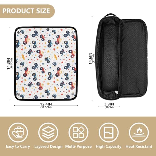 Bolsa de viaje para herramientas de cabello resistente al calor con diseño de bandera y estrellas, ideal para planchas, rizadores y organizador portátil miniatura 4