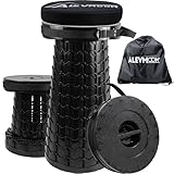 ALEVMOOM 2026 Verbesserter XXL-Klapphocker mit Kissen und Tasche, höherer 59 cm Tragbarer Teleskophocker, maximale Belastbarkeit 450 kg, einziehbarer Klapphocker für Camping und Reisen