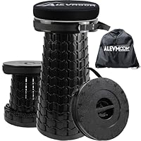 ALEVMOOM 2026 Verbesserter XXL-Klapphocker mit Kissen und Tasche, höherer 59 cm Tragbarer Teleskophocker, maximale Belastbarkeit 450 kg, einziehbarer Klapphocker für Camping und Reisen