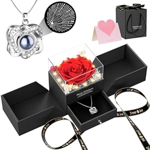 Preserved Red Rose Necklace with I ...