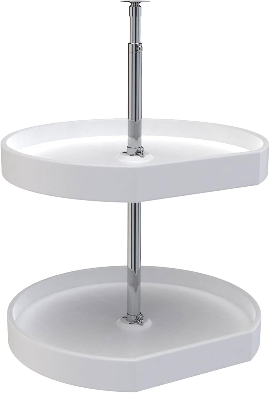 Rev-A-Shelf 20" Dual Shelf Lazy Susan D-Shaped for Corner Wall in Cabinet Kitchen Storage Organization, Turntable Storage White, 7012-20-11-52