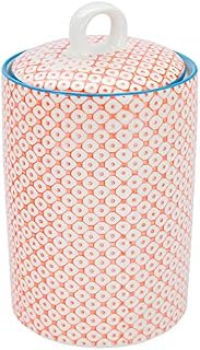 Nicola Spring Patterned Porcelain Tea/Coffee/Sugar Canister - Orange Print Design
