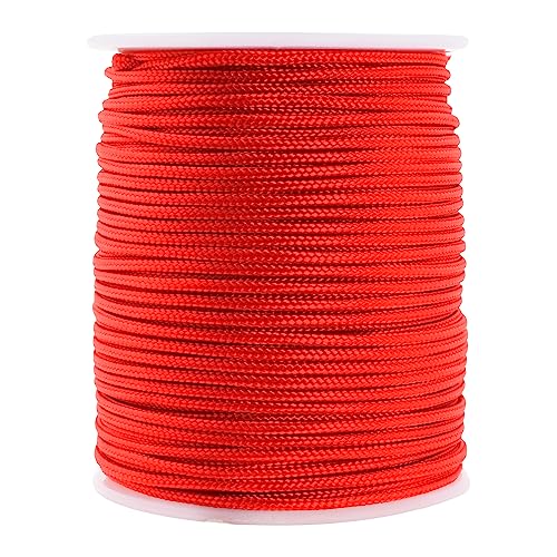 Mandala Crafts 2mm Red String Rattail Nylon Satin Cord for Jewelry Making