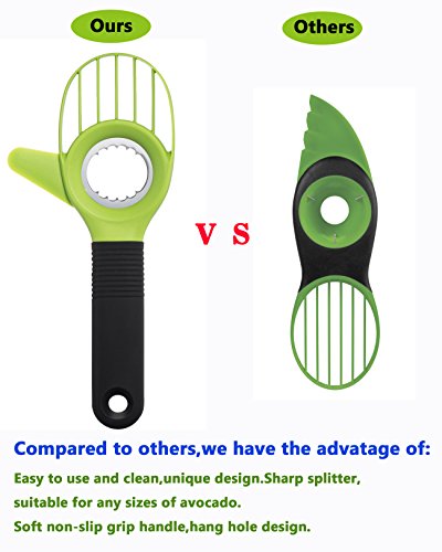 Uniquee 3-In-1 Avocado Tool Slicer Pitter Cutter Corer Peeler Skinner For Fruit With Comfort-Grip Silicone Handle (Green) #TOP3
