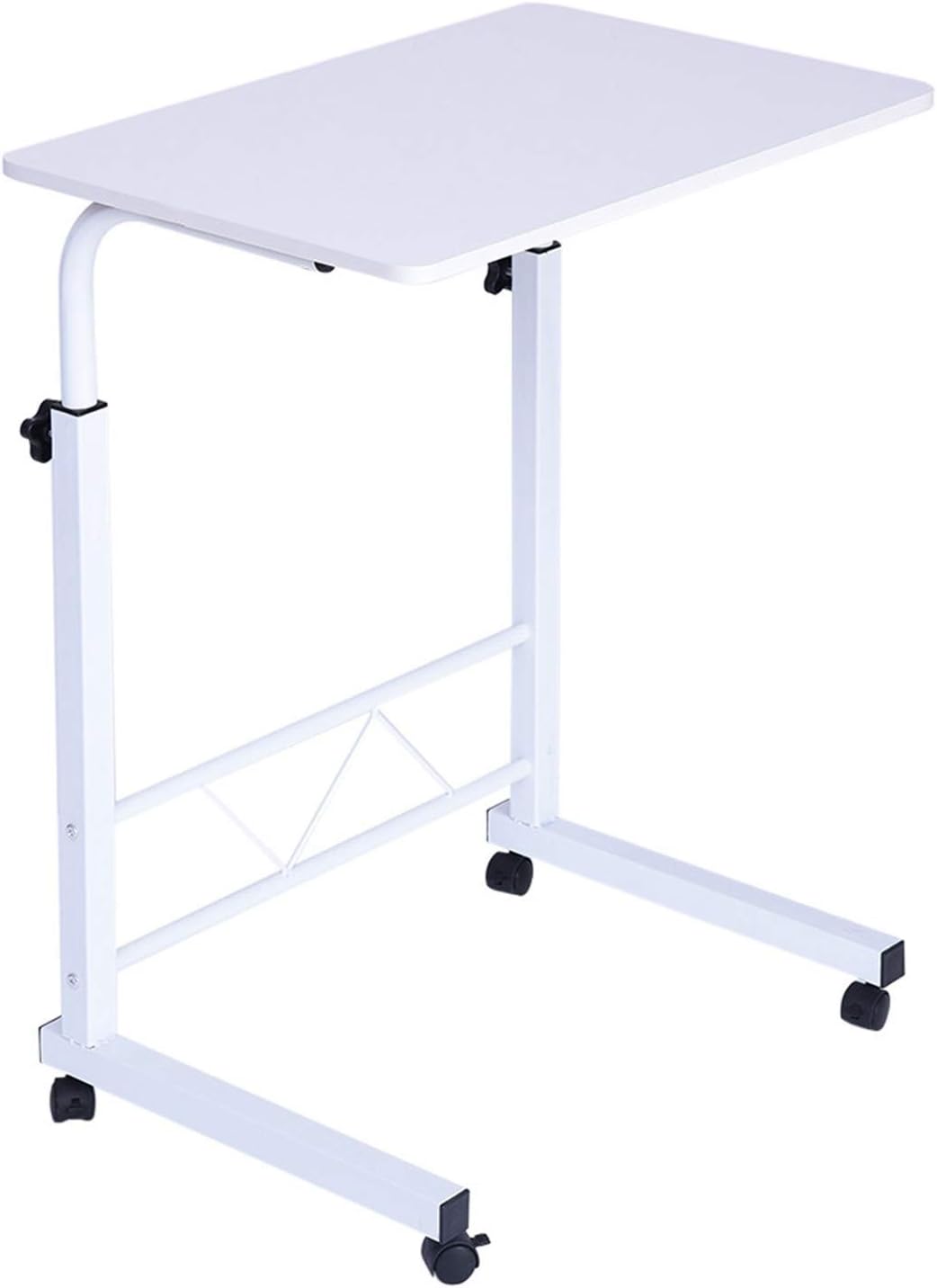 Allywit Folding Computer Desk 80cm*40cm Computer Desk Cart, Height-Adjustable from 55cm to 73cm, Rotated 180 Degrees (White)
