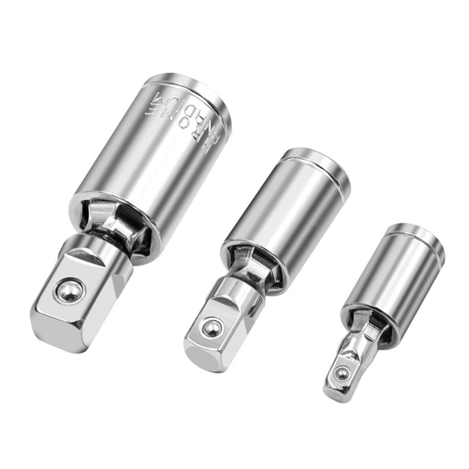 Juego de 3 Vasos de Impacto giratorios con Adaptador de Junta Universal, con accionamiento neumático de 1/4", 3/8" y 1/2", para portabrocas con Mango Hexagonal y Ranura de Cuatro Orificios Cuadrados.