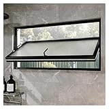 DTVEW Lucarne Ouverture Vasistas en Aluminium Fenêtre Coulissante À Rotation 360°, Alliage D'aluminium et Verre Avec Poignées, pour Salle de Bain, Cuisine(Black,40x40cm)