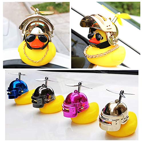 Wonuu Rubber Duck Toy Car Ornaments Yellow Duck Car Dashboard Decorations With Propeller Helmet #TOP4