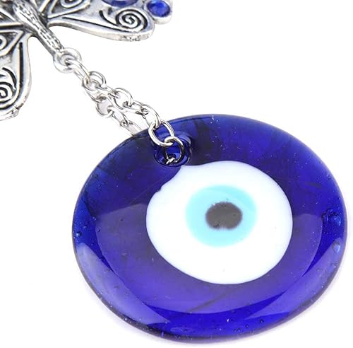 Miniatura 8 de Colgante de pared de cristal turco contra el mal de ojo, adorno azul de 6.69 pulgadas, amuleto de buena suerte, decoración de automóvil para oficina