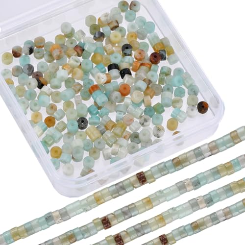 SUNNYCLUE 1 boîte de 334 perles de Pierre Plates en Forme de Disque de 4 mm, Perles de Pierres Précieuses Plates, Semi-Pierres Précieuses, Énergie de...