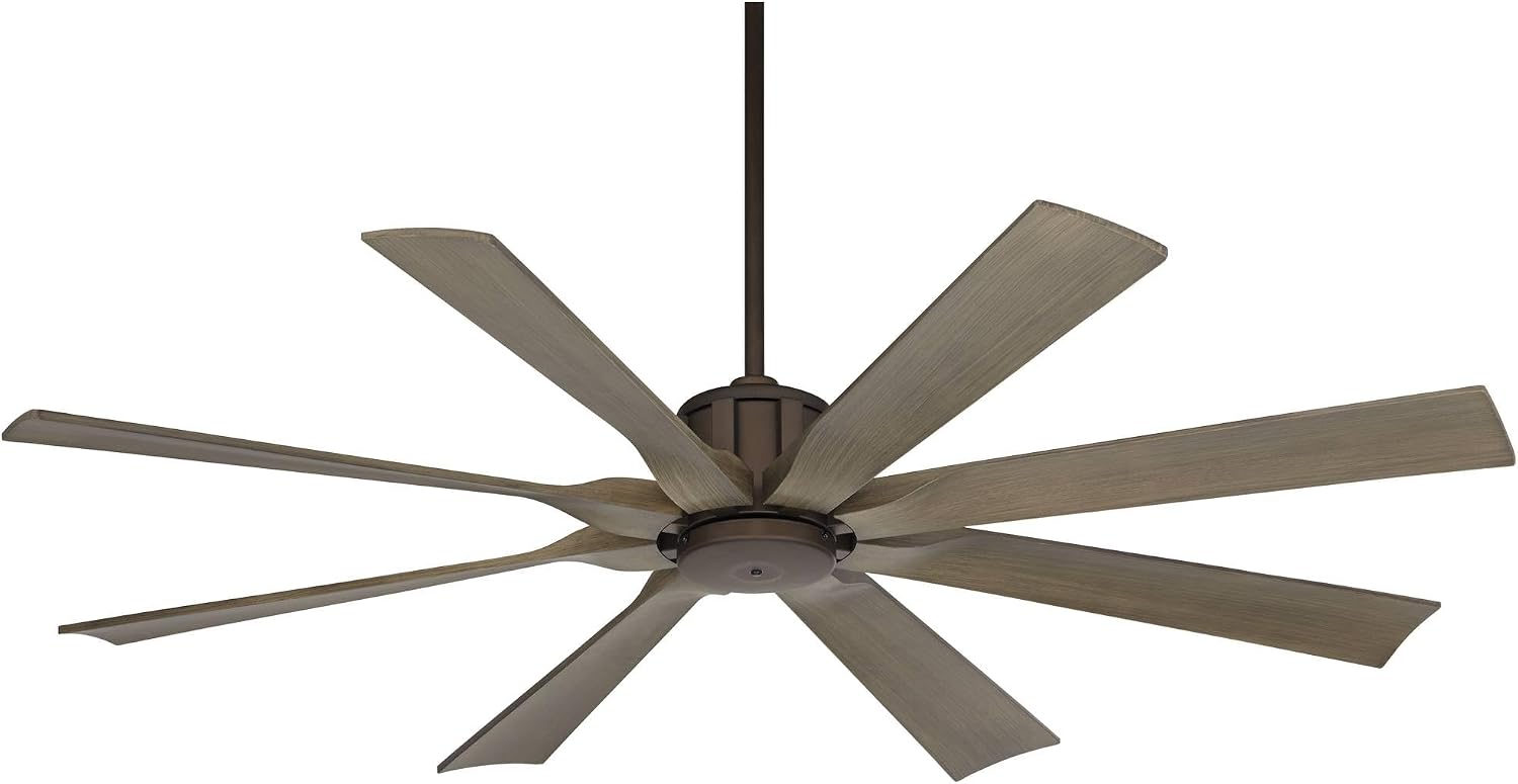 Possini Euro Design 60" Defender Industrial Rustic Indoor Outdoor Ceiling Fan with Remote Control Oil Rubbed Bronze Hand-Painted Weathered Oak Damp Rated for Patio Exterior Porch Gazebo Garage Barn