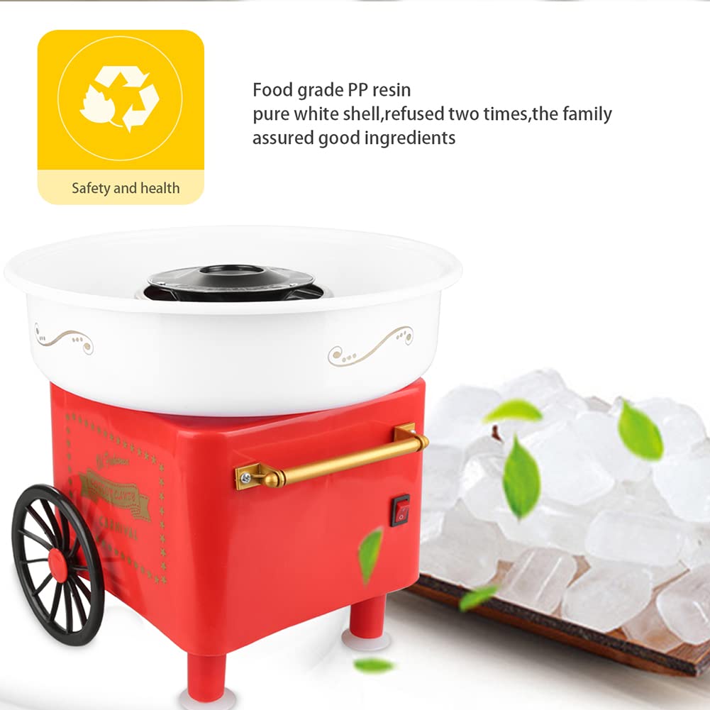 Máquina de algodón para caramelos, máquina de caramelos de algodón, 450 W, con accesorios para cumpleaños diferentes fiestas, preparación de 2 minutos (B, rojo)