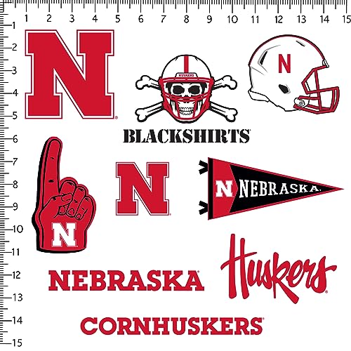 Image of University of Nebraska 9ct Vinyl Sticker Pack - Large Waterproof Decals for Laptops, Water Bottles, Tablets, Scrapbooks, Vehicles & More - Officially Licensed Huskers Designs
