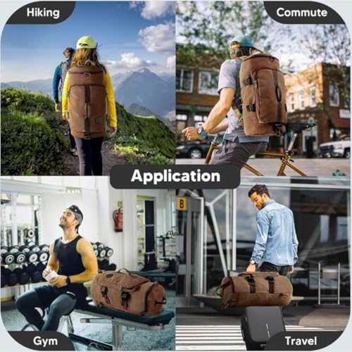 KARRIER 50 Litre Travel Backpack Duffle Bag Gym Bag Water Resistant Daypack Bag for Cycling Trekking Hiking Camping (Pocket, Brown) - Image 8