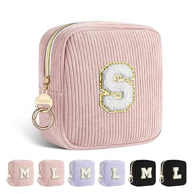 Porta Assorbenti da Borsa Piccolo Pochette Personalizzata con Iniziale Sacchetti di Tela per Porta-assorbenti Igienici Piccola Borsetta Ragazza Mestruale Tampons Cosmetica Donna Regalo(Rosa S)