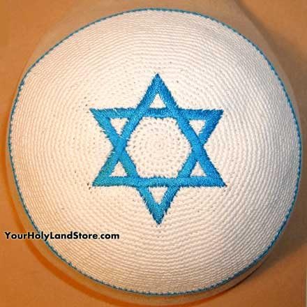 YourHolyLandStoreYourHolyLandStore Knitted Kippah with Blue Star of David