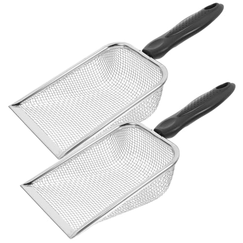 GALPADA 2 Pezzi Spiaggia Acciaio Inox con Rete per Filtrare Sabbia e Conchiglie Strumenti Resistenti per Sabbia Bagnata Manico Ergonomico per Raccolta e Pulizia Versatile