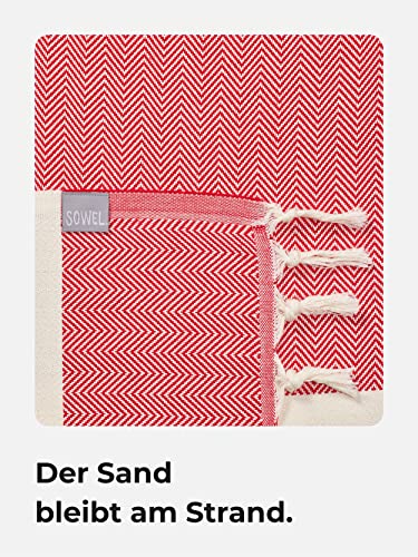 Sowel® XXXL Hammam Towel, Beach Towel, Fouta, 100% Cotton, 200 x 240 cm, Red - Image 3