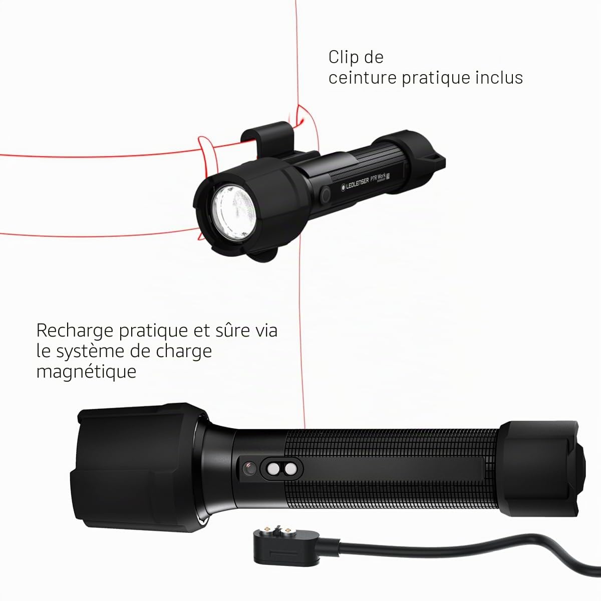 Ledlenser P7R Work Lampe torche rechargeable, 1200lm, 240m, étanche IP68 | Mise au point réglable, 219g, 60h d'autonomie, protection en caoutchouc, IRC élevé, pour mécaniques, électriciens | 2020