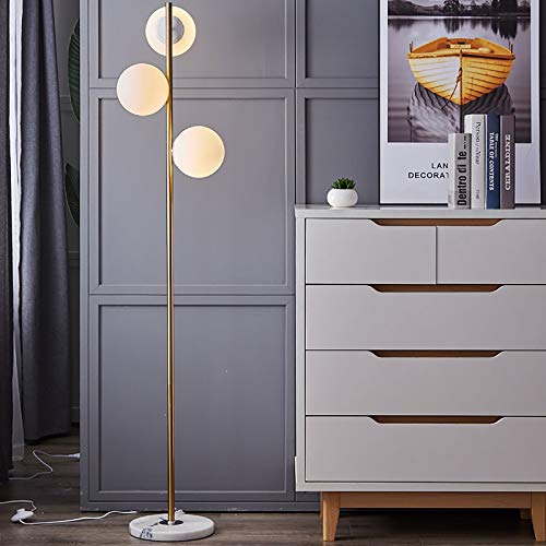 Lámpara de piso de 3 luces con globos de vidrio para iluminación brillante