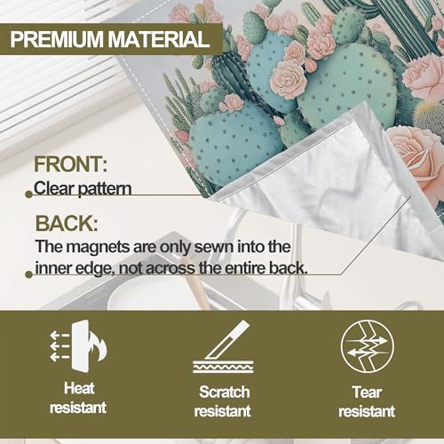 Image of Blooming Cactuses Dishwasher Magnets Decorative Cover,Tropical Magnet Fridge Panel Decal for Home Kitchen Decor,23x26 in
