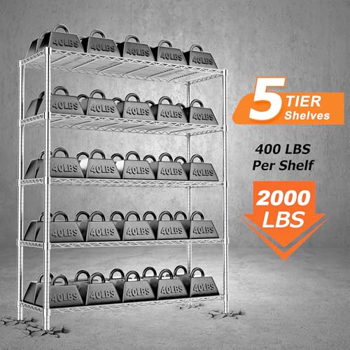 Image of ROOMTEC 5-Tier Wire Shelving Unit,48 inch W*20 inch D*72 inch H,Max Load 2000LBS