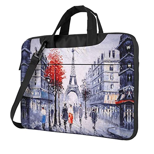 Sacoche ordinateur 13-14 pouces Paris Tour Eiffel, housse bandoulière pour PC portable 15.6"