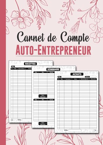 livre Cahier De Recettes Auto Entrepreneur: Recettes Et Dépenses Carnet De Compte Micro Entreprise Livre De Caisse Simple Registre De Comptabilité Avec Plus De 3300 Entrée Possible (Texte Doré)
