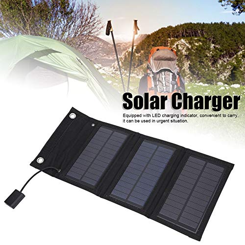 Portable Solar Panel,15W USB Solar Charger,Waterproof Foldable Solar Panel with LED Charging Indicator,Light Weight and Thin Shape Emergency Power for Tourism and Hiking