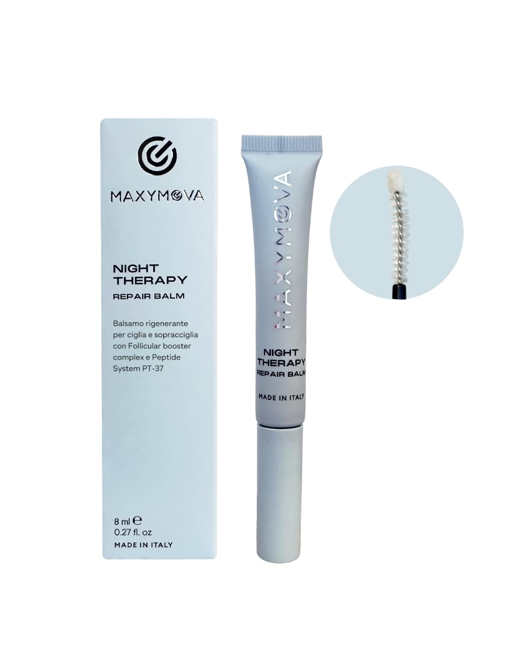 MAXYMOVA Night Therapy Repair Balm – Siero Balsamo Riparatore per Ciglia e Sopracciglia – Trattamento con Peptidi PT-37 e Follicular Booster Complex. Dopo Laminazione