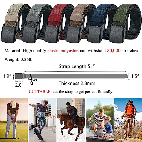 LionVII Men's Elastic Stretch Belts - 2 Colors in 1 Reversible Belt with Plastic Buckle, Adjustable Trim to Fit 27-49" Waist2