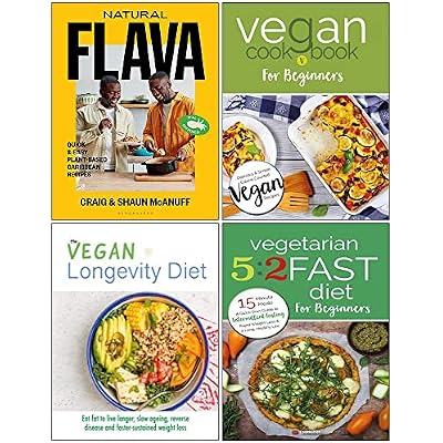 Natural Flava [Hardcover], Vegan Cookbook For Beginners, The Vegan Longevity Diet, Vegetarian 5