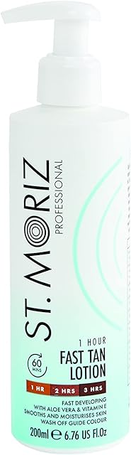 St Moriz Professional Instant 1 Hour Fast Tan Lotion with Aloe Vera & Vitamin E, Fast Drying Vegan Fake Tan, Light to Dark (200ml)