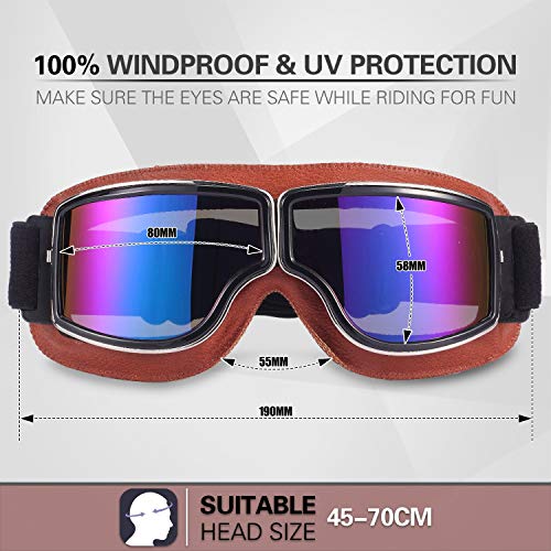 Motorcycle Goggles, Vintage Pilot Leather Atv Off-Road Racing Motocross Goggles For Adult Youth Kids #TOP1